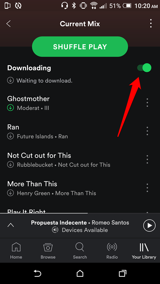 Where does spotify download songs to