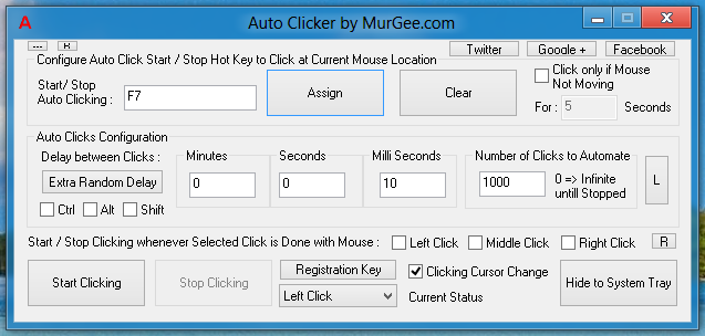MurGee Auto Clicker Controlled With Keyboard Shortcut Key